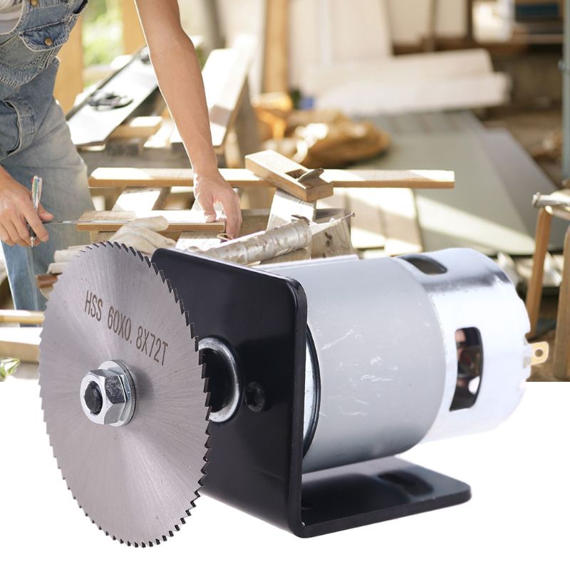 775 Motor Table Saw Kit DC 12V Gear Motor with Mounting Bracket and Saw Blade for Woodworking