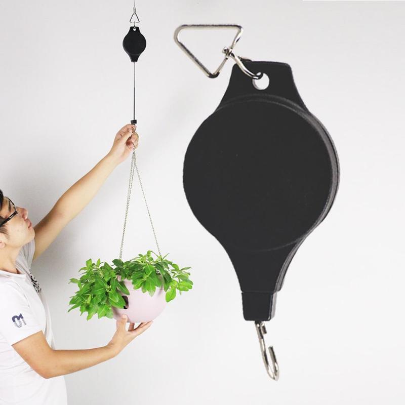 Retro hangende tuinmand, uittrekbare hanger, 20-90 cm uittrekbare katrolmanden, plantenbakken, hangkom, uittrekbare haak
