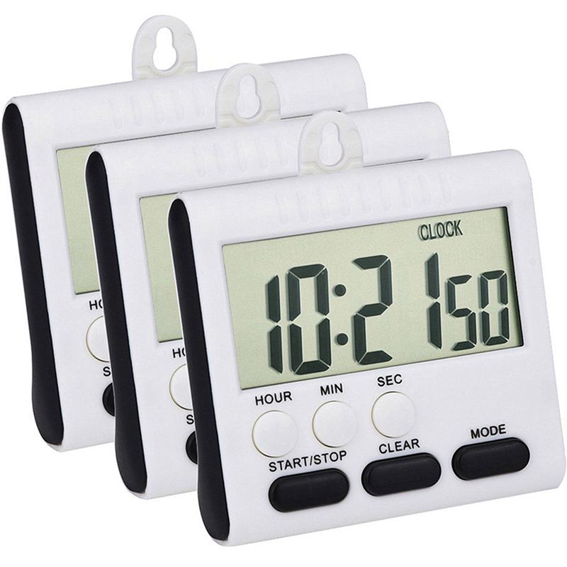 3 Pack 24 Hours netic Kitchen Timers With Digital Alarm Clock Timer, Loud Alarm And Big Sn: Default Title
