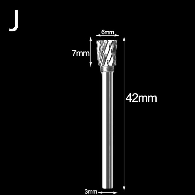 1 stk wolfram stål slibehoved wolfram carbid grater sæt mini bor diamant bor materiale wolfram dremel tilbehør: J