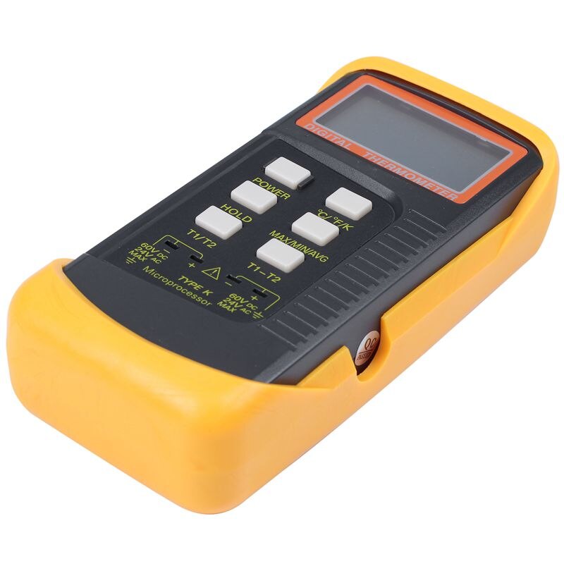 3 1/2 6802 II Dual Channel Digital Thermometer 1300°C 2372°F with 2 K-Type Thermocouple Sensor Probe Orange+Black