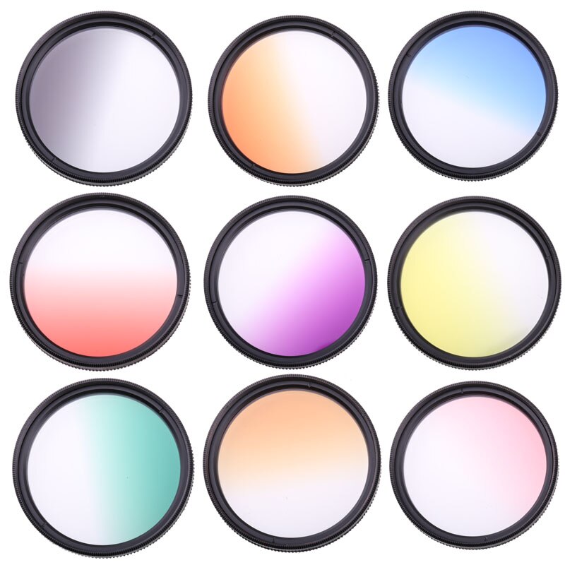 Camera Filters Gradual 49 mm Color Filters for brown Orange Pink Red Yellow Grey Blue Green Purple For DSLR Camera