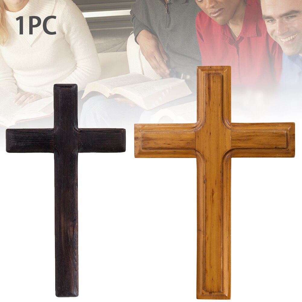 Croix en bois pour chambre à coucher, décoration de la maison, montage mural, Crucifix catholique, suspendu, artisanat solide, de jésus Christ