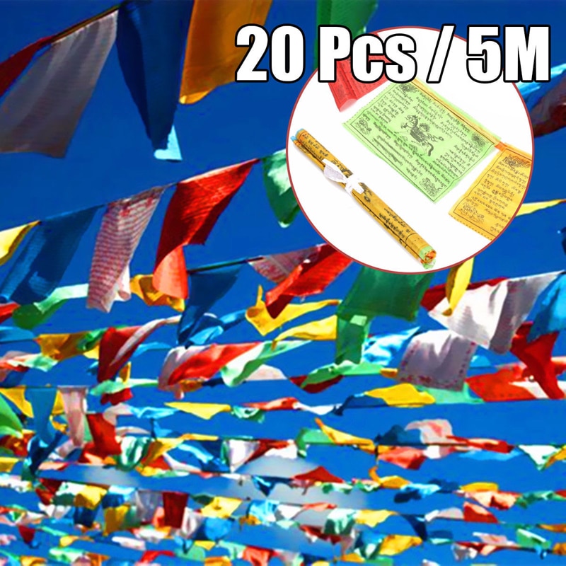 Religiøse flag tibetanske buddhistiske forsyninger farveprint bønneflag kunstig silke tibet lunge ta banner skrifter streamer