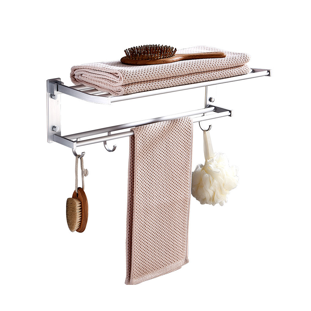 Sponge Holder With Steel Organizer 40cm Bathroom Towel Storage Shelf Stainless Hook Soap Racks Wall Clothes Foldable Mounted