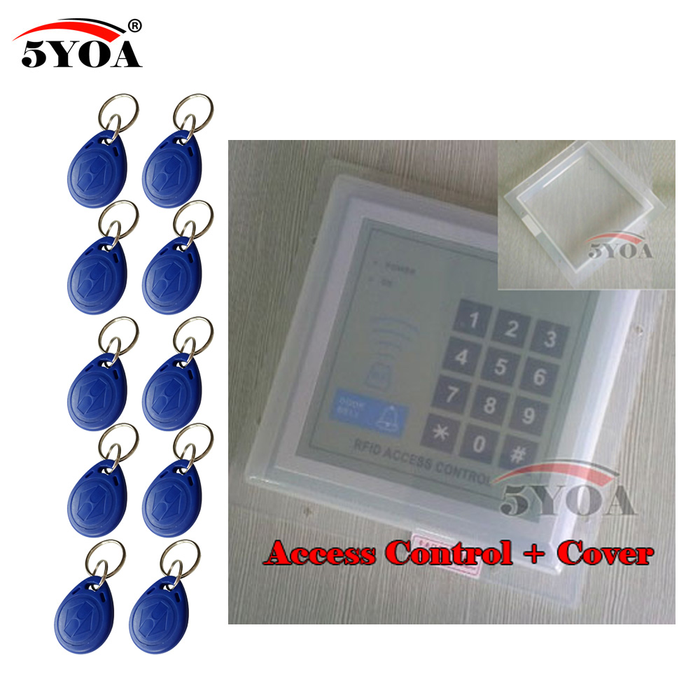5YOA RFID Access Control System Device Machine Security Proximity Entry Door Lock: AC and Cover 10Keys