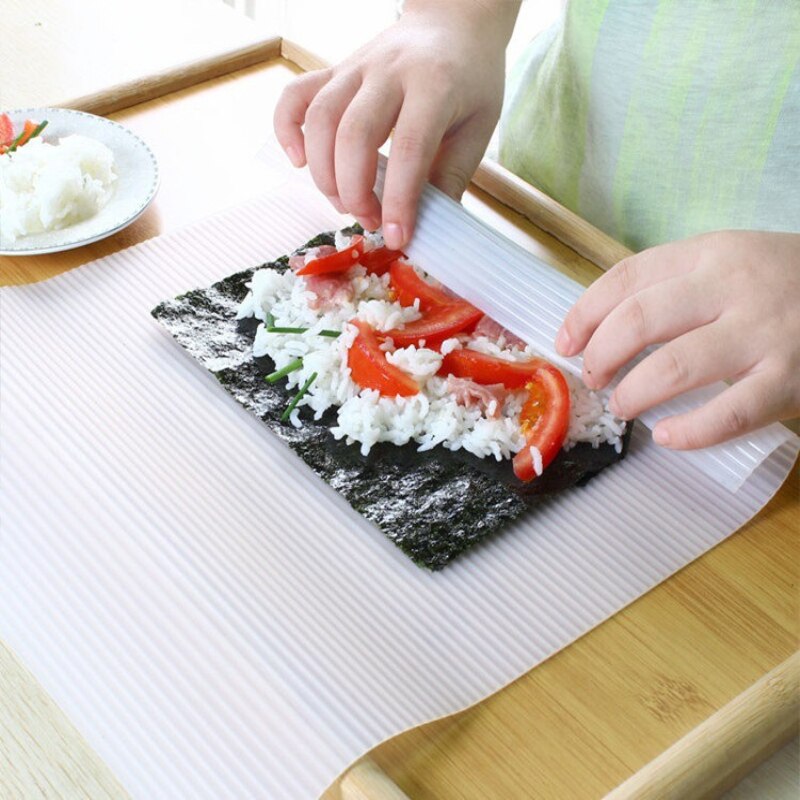 Alfombrillas de silicona para Sushi, enrollables, lavables, reutilizables, para Sushi, esterilla de molde, esterilla para hacer rollos de arroz, comida japonesa,