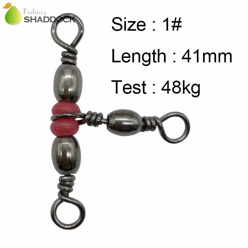 Shaddock Fishing 100pcs 3 Way Barrel Fishing Swivel Brass Fishing Hook Line Triple Swivels Connector With Beads: Size 1
