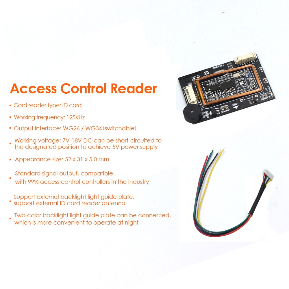 RFID card reader 125KHZ Access control inductive card reader module with Wiegand 26 reader