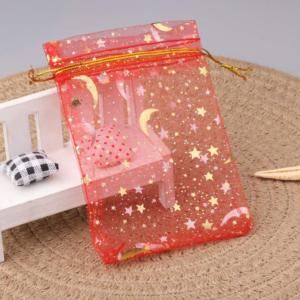 Sac en organza lune et étoile, pocommuniste multicolores pour fête de mariage, sac à bonbons, emballage de bijoux, 7x9 cm, 9x12 cm, 10x15cm, 50 pièces par lot: Saphir profond / 13x8x15 cm
