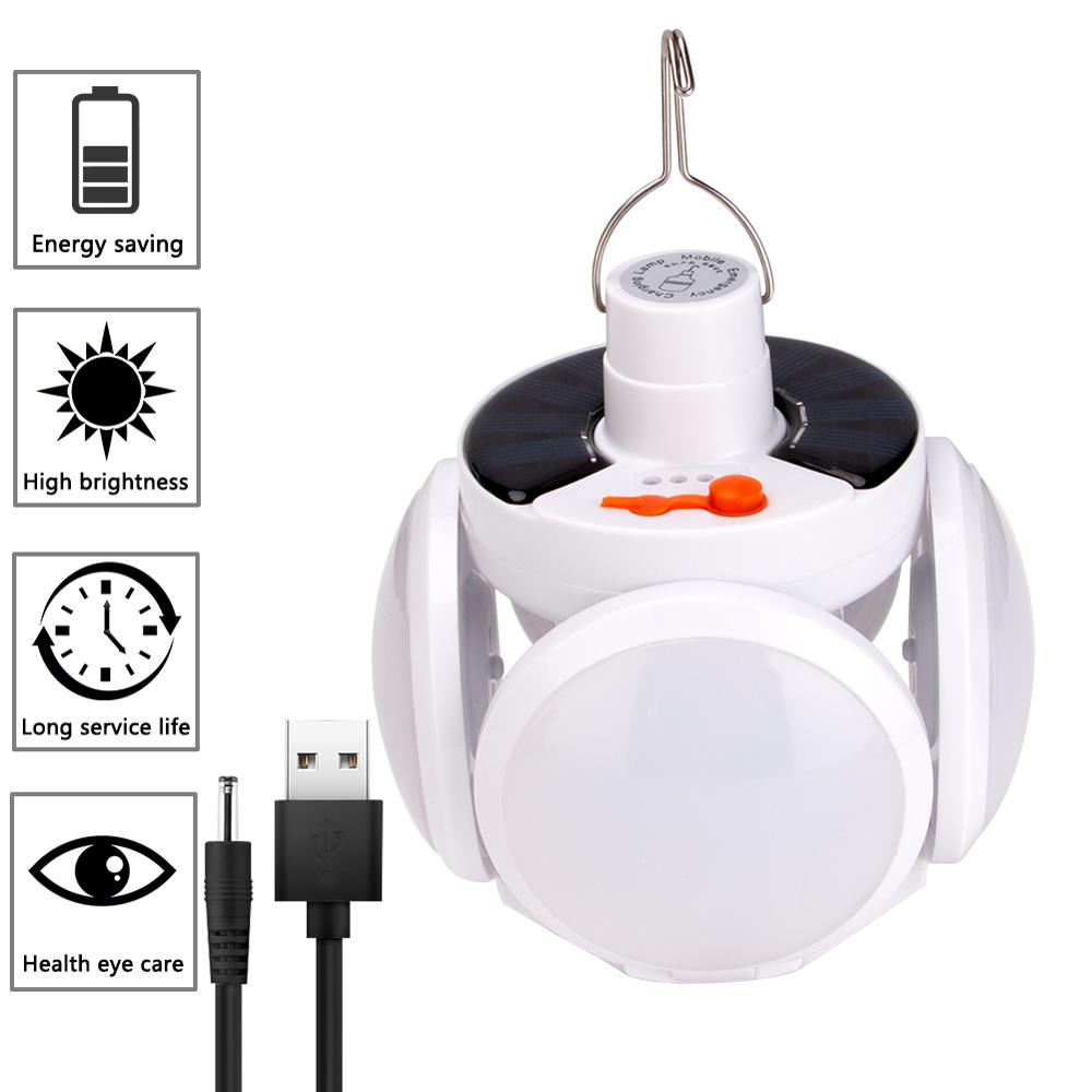 Led-lamp op zonne-energie, waterdicht, noodverlichting op zonne-energie/usb-kabel, oplaadbare lamp, draagbare campingtuinverlichting, zonnelamp