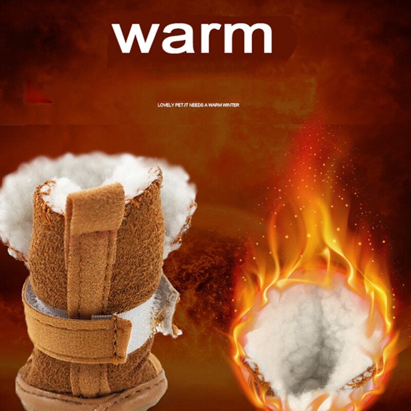 4 Stks/set Warm Anti Slip Schoenen Voor Honden Wol Waterdichte Huisdier Laarzen Winter Katoen Kat Puppy Regen Sneeuw Schoeisel Chihuahua yorkie
