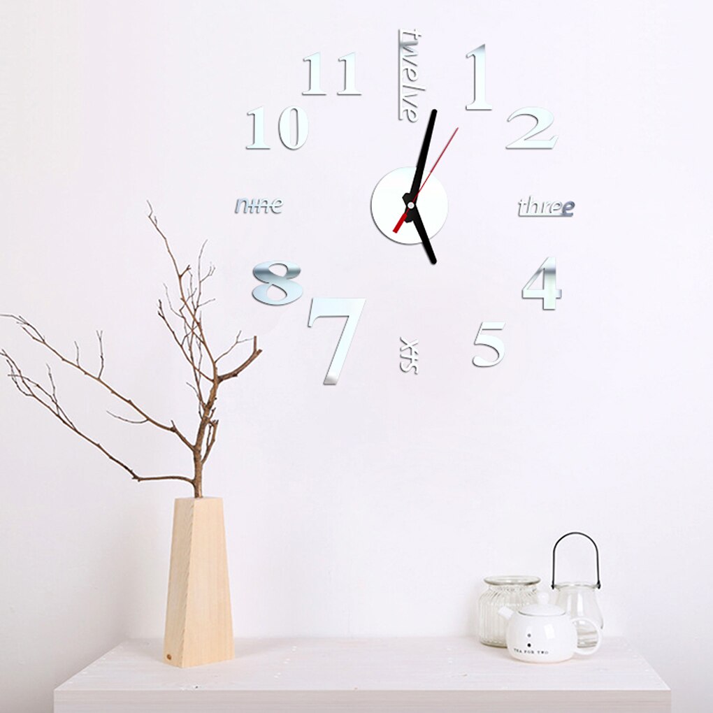 3D Wall Clock Mirror Wall Stickers Removable Self-Adhesive Art Decal Wall Clocks Home Decor