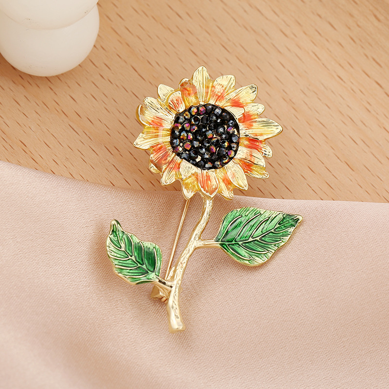 Broche en forme de fleur de tournesol pour femmes, , émail, tulipe, Rose, tournesol, , à la , classique, pour fête de mariage