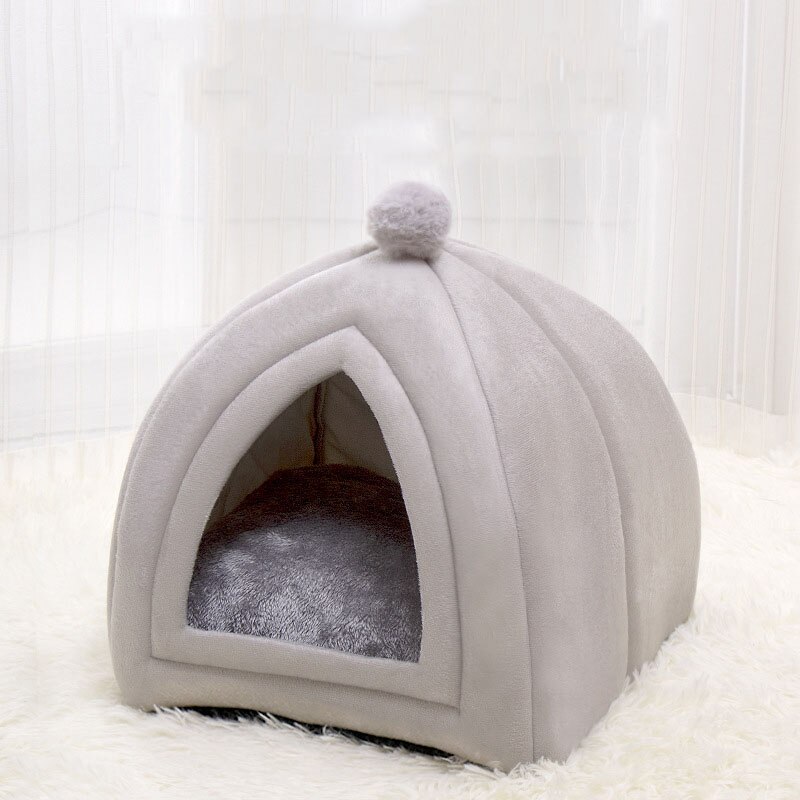 Nid de chat pliable en flanelle, maison d'intérieur pour chiens, tapis de chenil, petite grotte chaude, sac de couchage, produit pour animaux de compagnie