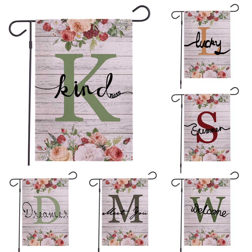 Banderas de jardín de doble cara, 30x45cm, serie de letras, cartel de lino, pancarta de , banderas, accesorios de decoración para Festival DIY