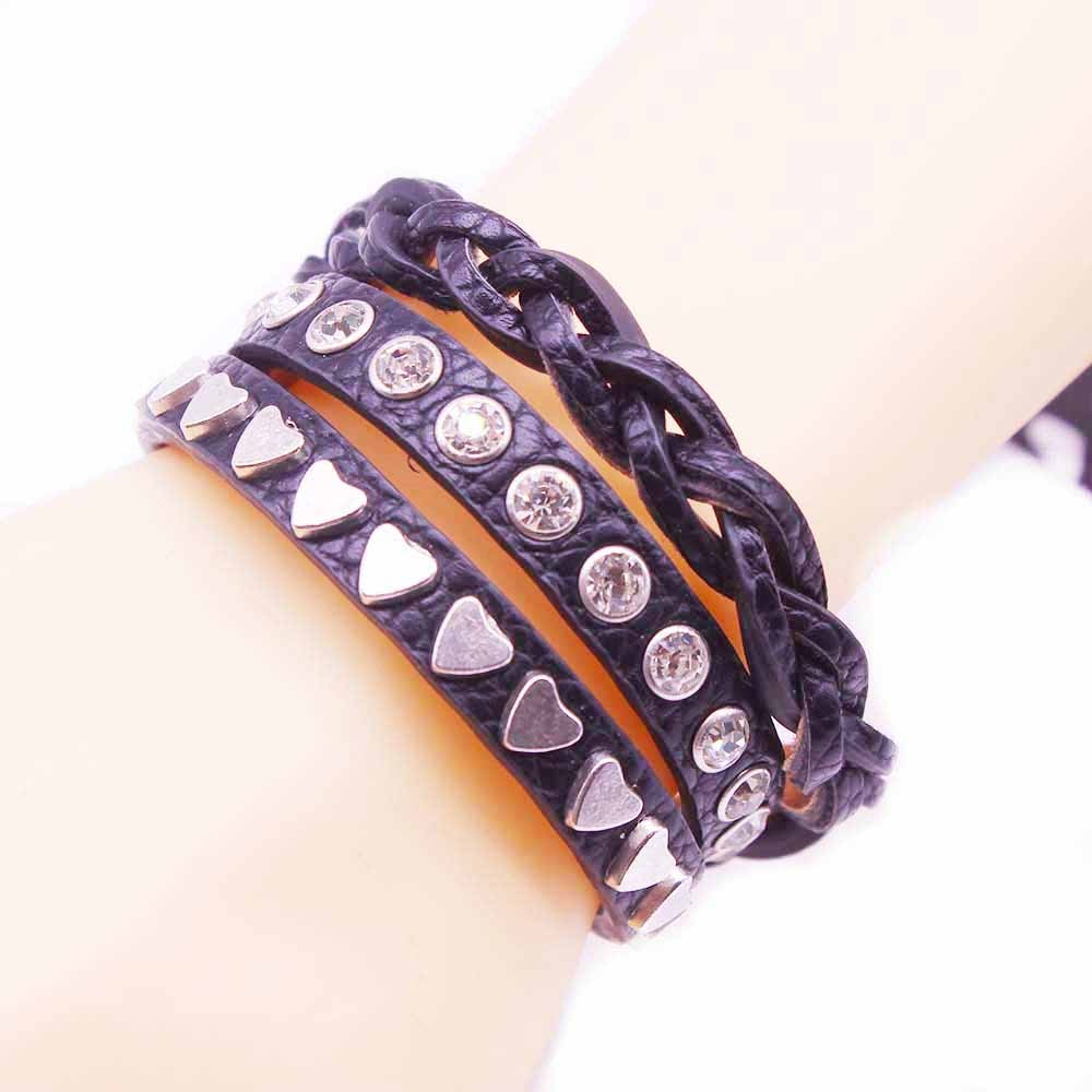 neue Kristall Leder Armband für Frauen Punk Breiten Niet Manschette Frauen Männer Schmuck Zubehör