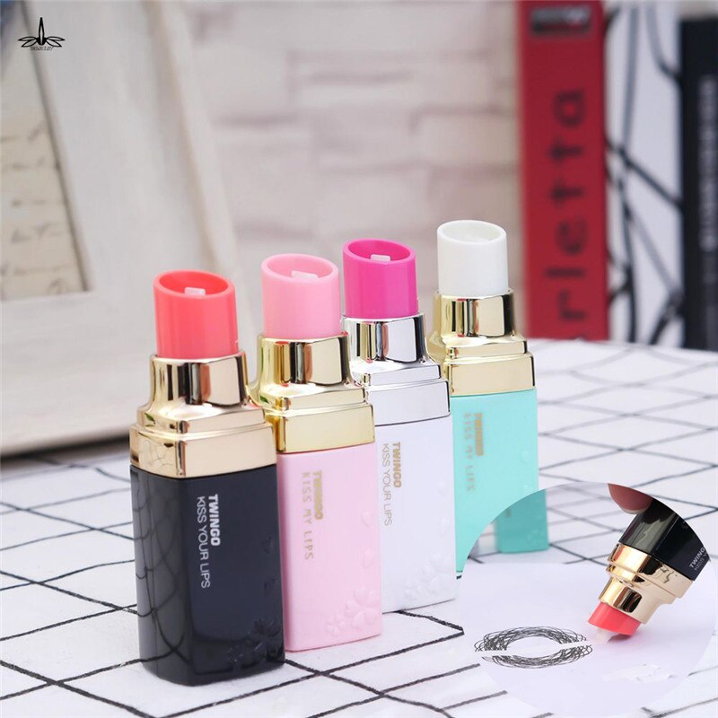 Losowa kolorowa szminka kształt korektor w taśmie materiał Escolar Kawaii biurowe biuro szkolne Papelaria dla dziewczyn prezent