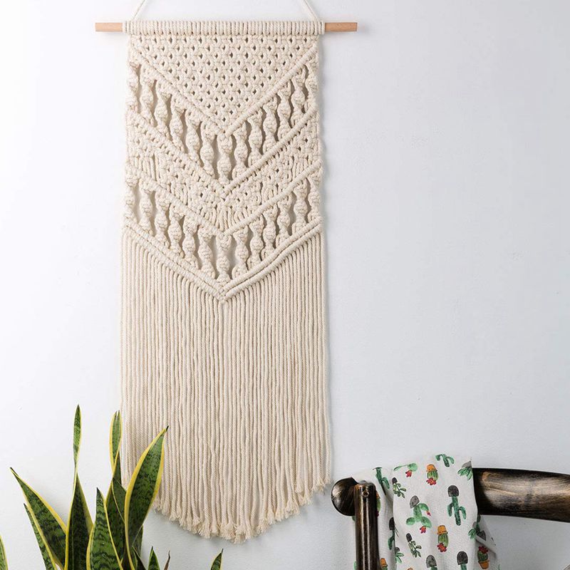 Macramé tejido colgante de pared-Boho Chic bohemio habitación geométrica arte decoración Hermoso apartamento dormitorio decoración, 14in W x 33: Default Title