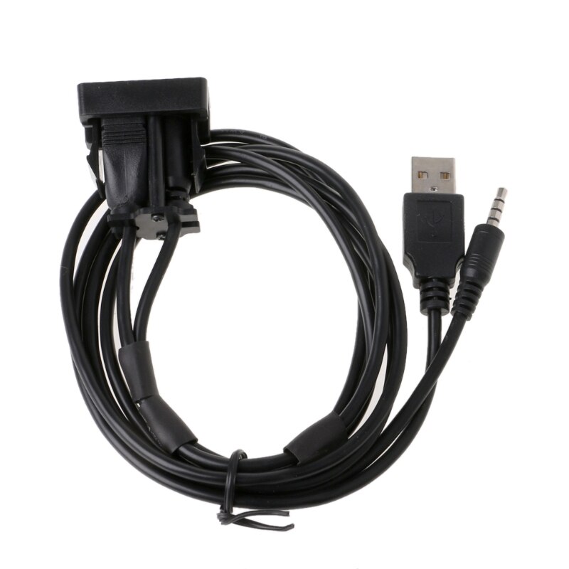 1M Auto Dash Inbouw Usb-poort Auto Boot 3.5 Mm Aux Usb Verlengkabel Adapter