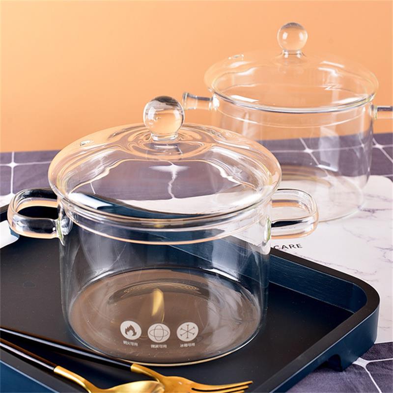 Clear Glass Soup Pot Transparent Glasses Bowl Household Heat-resistant Porridge Pot Kitchenware Cooking Tools Cook Utensil 1.5L