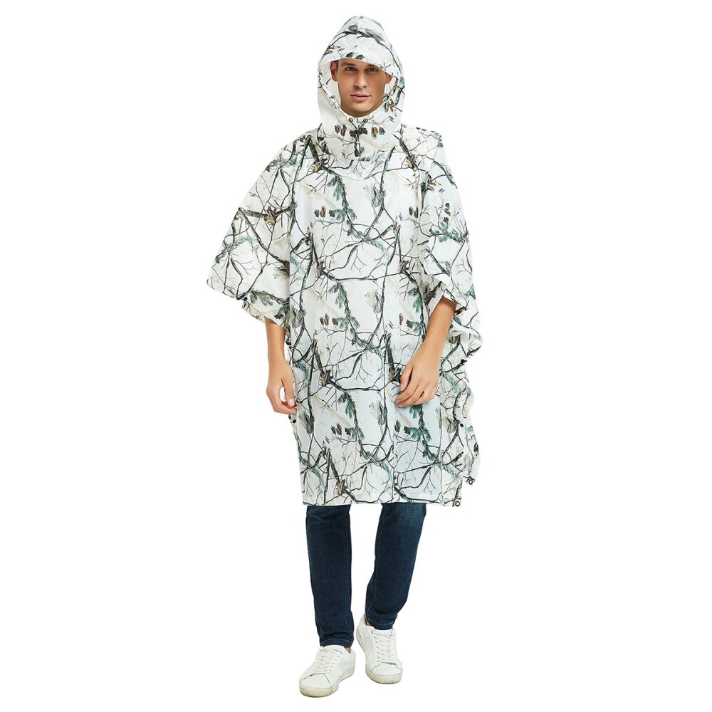 Wasserdichter, kapuzen-regenmantel in tarnfarben, multifunktionaler, undurchlässiger herren-regenponcho