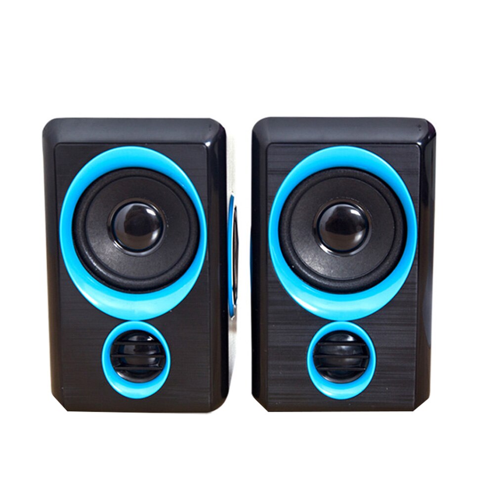1 Pair Computer Speakers Desktop Laptop Notebook USB Powered PC Stereo Multimedia Speaker In-Line Volume Control: Sky Blue