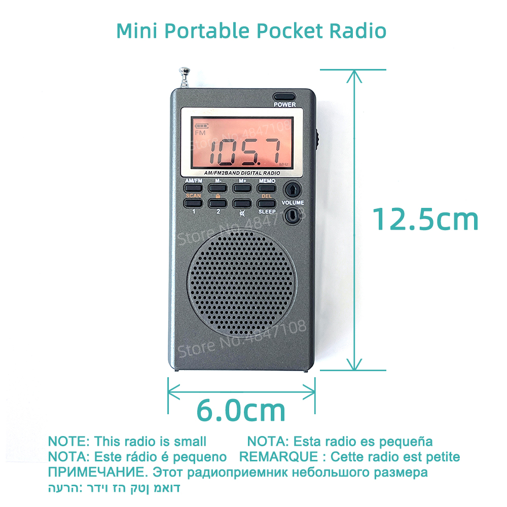 Radio FM/AM portatile Mini ricevitore digitale FM AM tascabile Schermo LCD da 1,8 pollici Rullo ad alta sensibilità con antenna per altoparlante