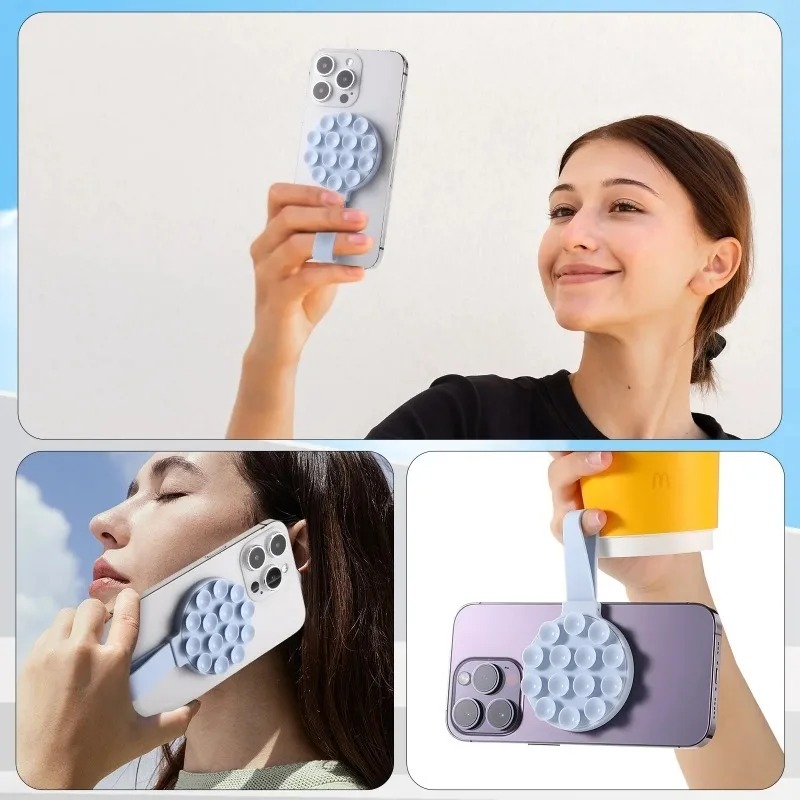 Verbeterde siliconen magnetische zuignap telefoonhouder Mount spiegel douche autotelefoonhoes grip standhouder voor iPhone 16 Pro Max
