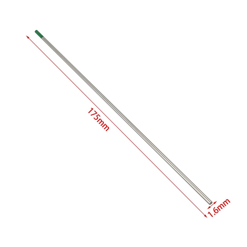 TIG Welding Tungsten Electrodes Pure Tungsten (Green, WP) 10-Pack