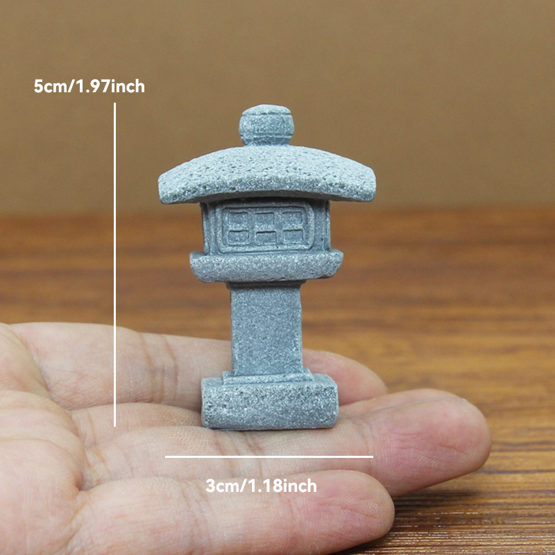Torre de piedra de arena en miniatura Zen Vintage, adornos de pabellón, figuras de farol, bonsái de jardín japonés, decoración del hogar: plum