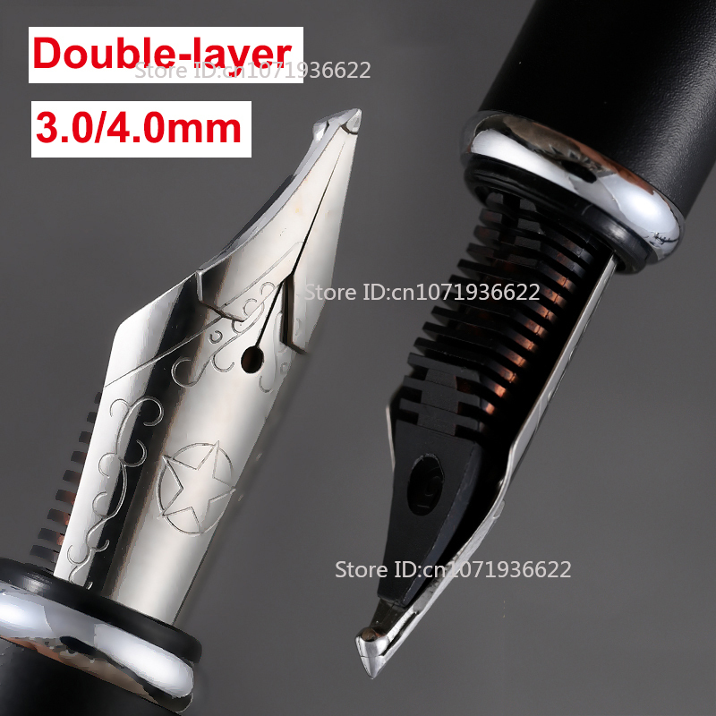 Pluma estilográfica gruesa pulida redondeada hecha a mano extremadamente gruesa, punta de 4,0 MM, cuchillo largo de doble capa, pluma de escritura de negocios