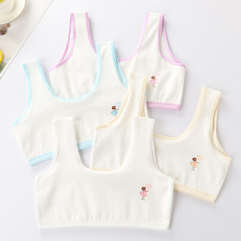 Soutien-gorge Double couche en coton pour enfants, sous-vêtements pour adolescentes de 8 à 16 ans, 5 pièces/lot: 1-21GN020
