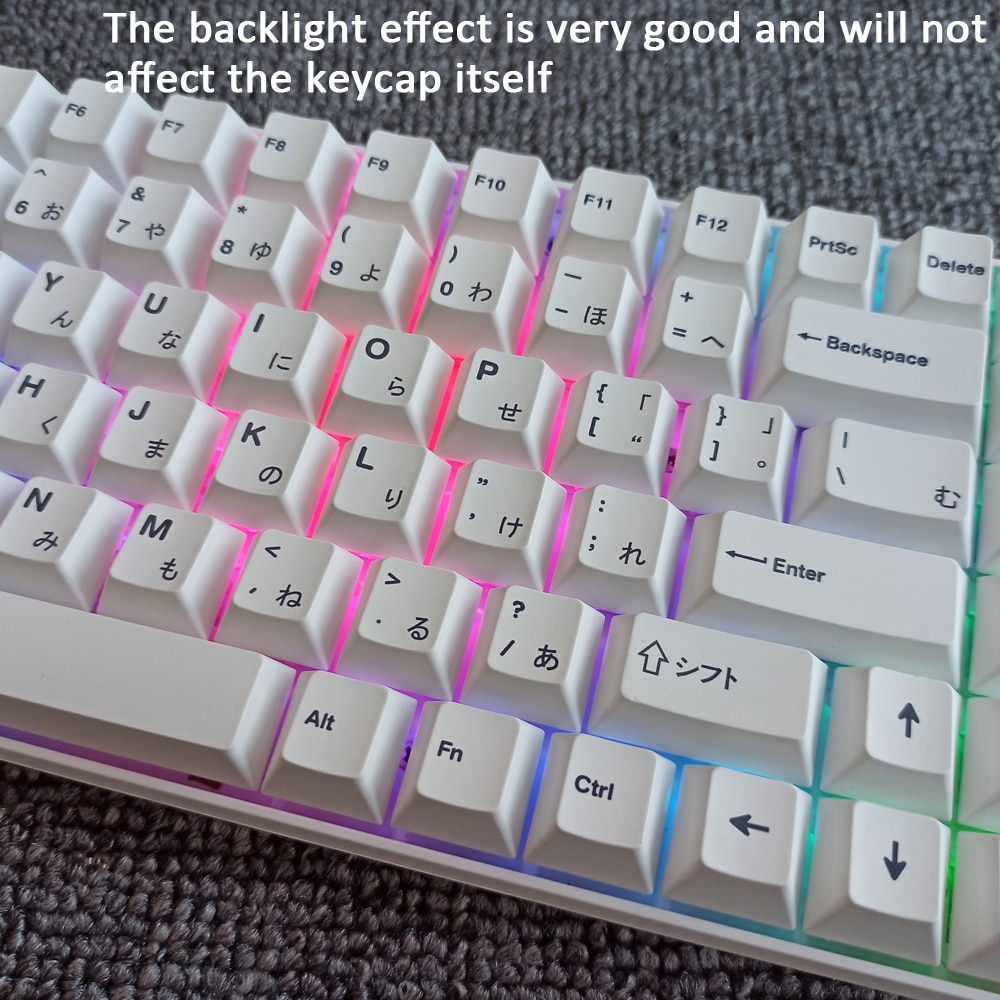 135 Keys Cherry Profile DYE-Sub Japanese PBT Keycap Minimalist White Theme Minimalist Style Suitable For Mechanical Keyboard
