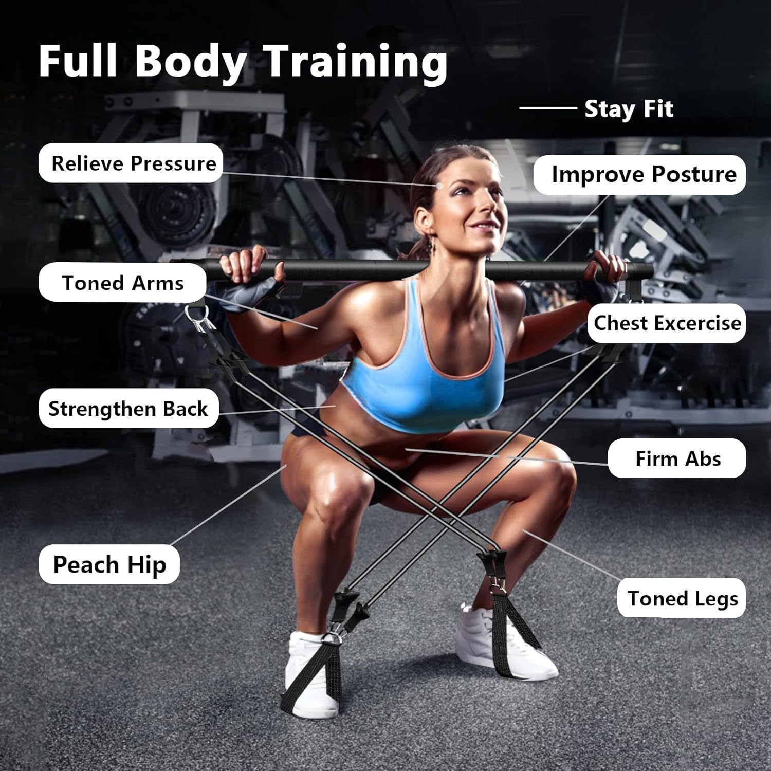 Widerstandsbänder-einstellen mit Fitnessstange, trainieren, Fitnessstudio, Zugseil, Yoga, Latexschlauch, Sport, elastische Trainingsgeräte für Zuhause