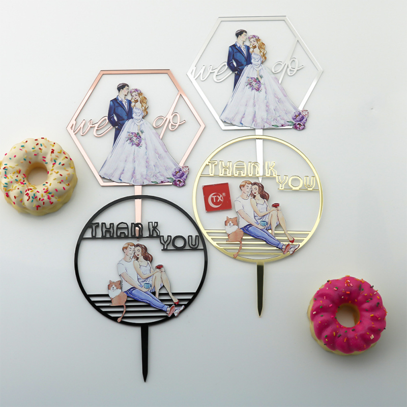 Wedding Cake Toppers We Do Bridal Groom Wedding Party Painted Acrylic Cake Flags For Wedding Engagement Cake Baking Decor