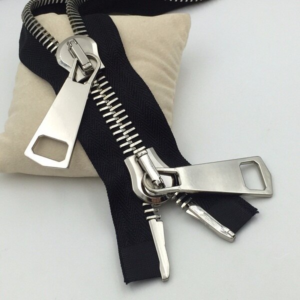 big zipper #15 metal zipper for sewing double sliders for wind coat down jacket bags repair 85cm 100cm 1piece black white zip: black silver / 100cm