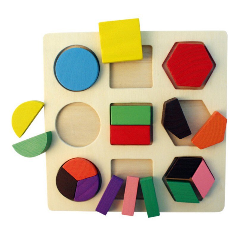 Kids Wooden Jigsaw Puzzle Geometric Shape Board Cognitive Matching Board Early Educational