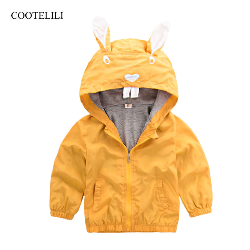 COOTELILI Casual Outerwear Cute Rabbit Trench Coats Boys Kids Clothes Spring Windbreaker Jacket For Girls Children Clothing