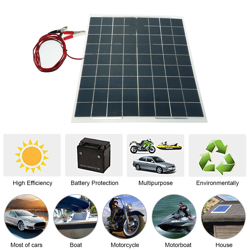 60W 12V Semi Flexibele Zonnepaneel Apparaat Battery Charger Portable Solar Charger Pane Klimmen Draagbare Snelle Oplader voor outdoor