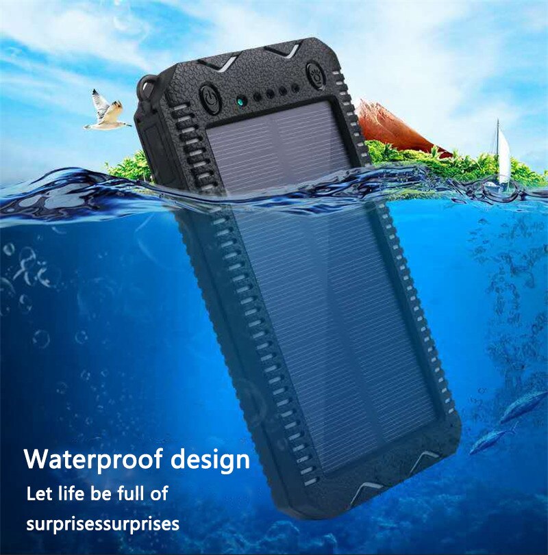 Solar powerbank echt 20000 mah dubbele usb externe waterdichte polymeer batterijlader buitenlamp powerbank ferisi