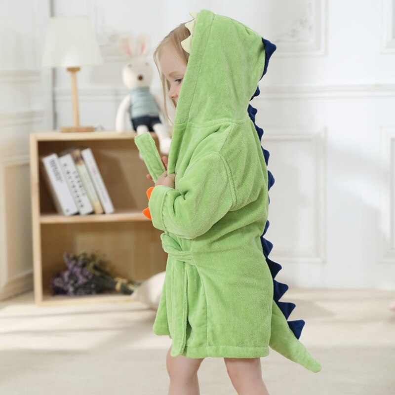 Børn badekåbe baby håndklæde børne dinosaur tegneserie hættekåber til drenge piger pyjamas børn nattøj morgenkåbe 2-6 år