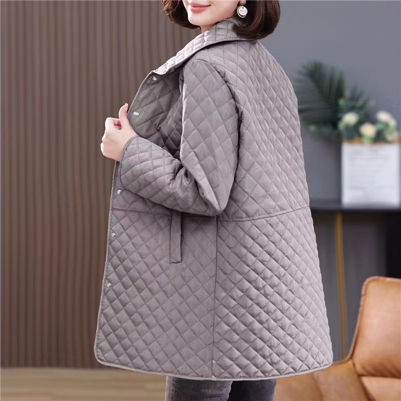 Cappotto da donna in cotone ottavino sottile leggero casuale primavera autunno nuova giacca in cotone scozzese con diamanti di fascia alta 6XL capispalla femminile per il tempo libero: L / Oro