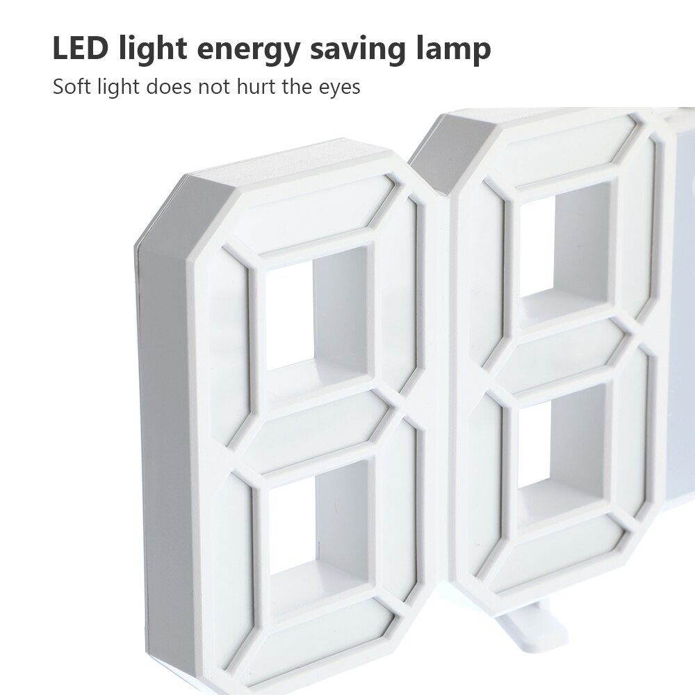 8 Shaped 3D Digital Table Wall Clock LED Nightlight Date Time Display Alarm USB Home Decoration Living room Night Light