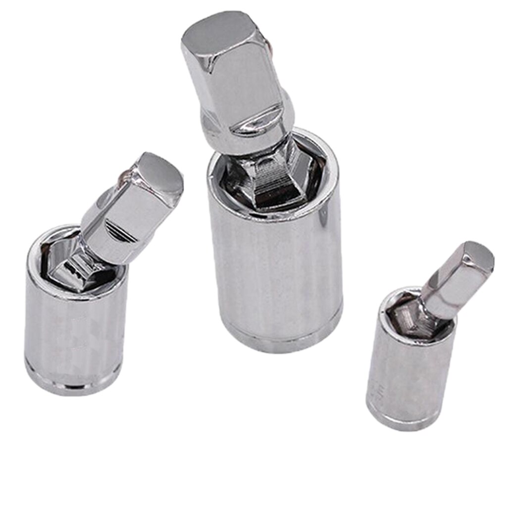3PCS Set Swivel Impact Adapter Universal Joint Driver Socket, Hardened Chrome-vanadium steel construction for superior strength
