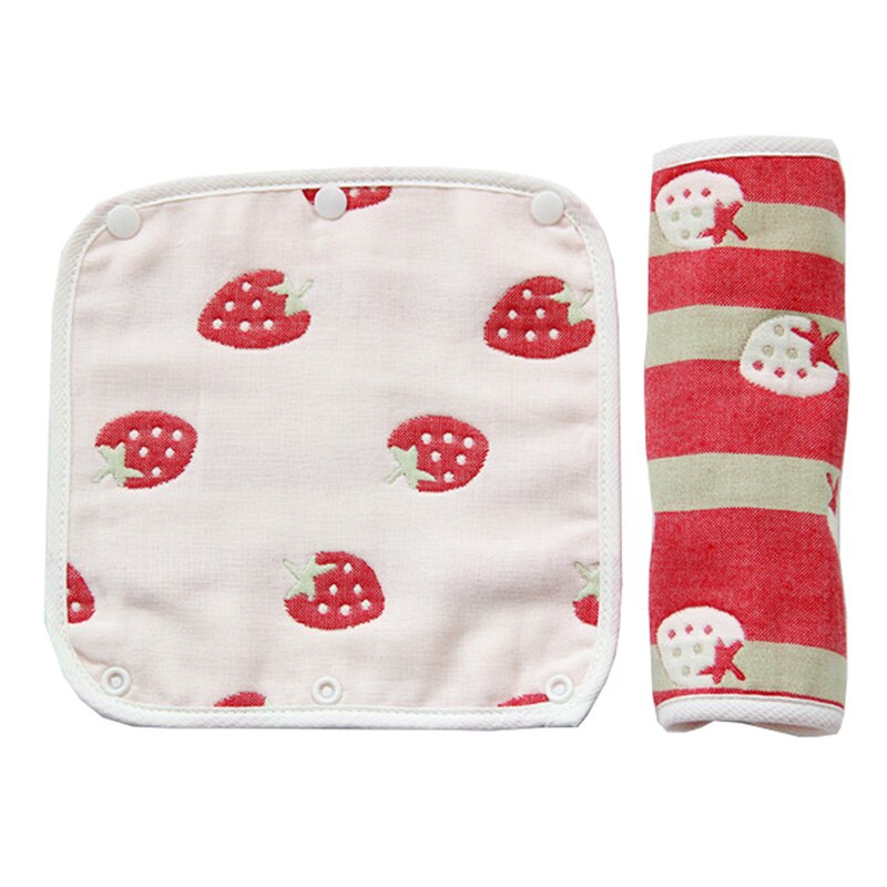 Bebê suprimentos de algodão puro padrão dos desenhos animados impressão saliva toalha espessada fivela escura alimentação toalha 2ps quente