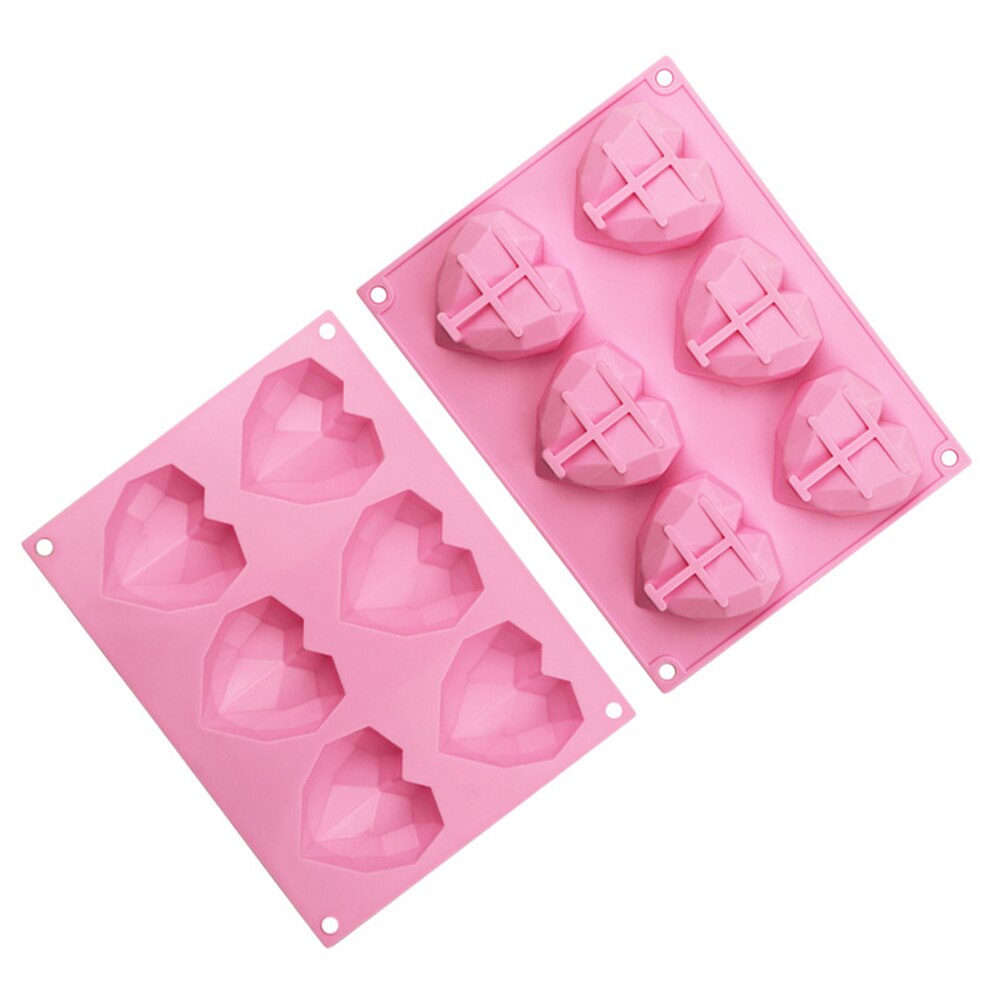 6 cavité diamant amour Silicone gâteau moule Silicone 3D coeur forme Fondant gâteau chocolat cuisson moule moule modélisation décor
