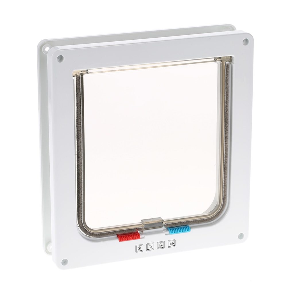 4-Way Locking Pet Door W/ Smart switches keep the house door closed but allow your pet to go in or out freely for Dog Cat Pet: L