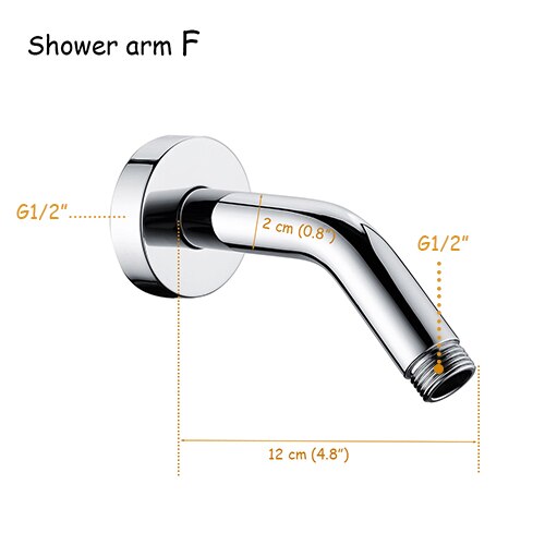 Wall Mounted &amp;amp; Ceiling Mounted Shower Arm Stainless Steel Material Chromed Bathroom Shower Accessories 7 Choice: F