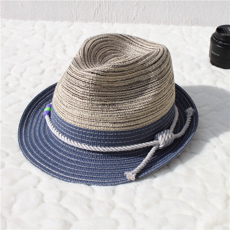 Mænds klassiske cowboy hat strand hat mænds gradient halm jazz hat: B